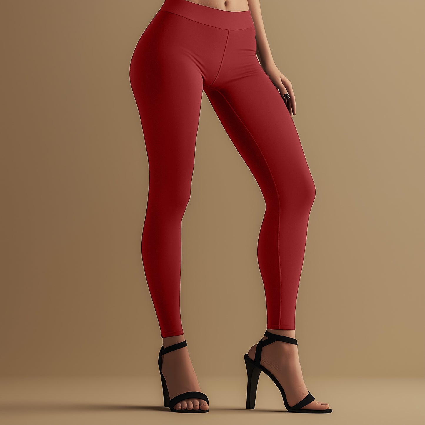 Elegant Blood Red Ankle Leggings