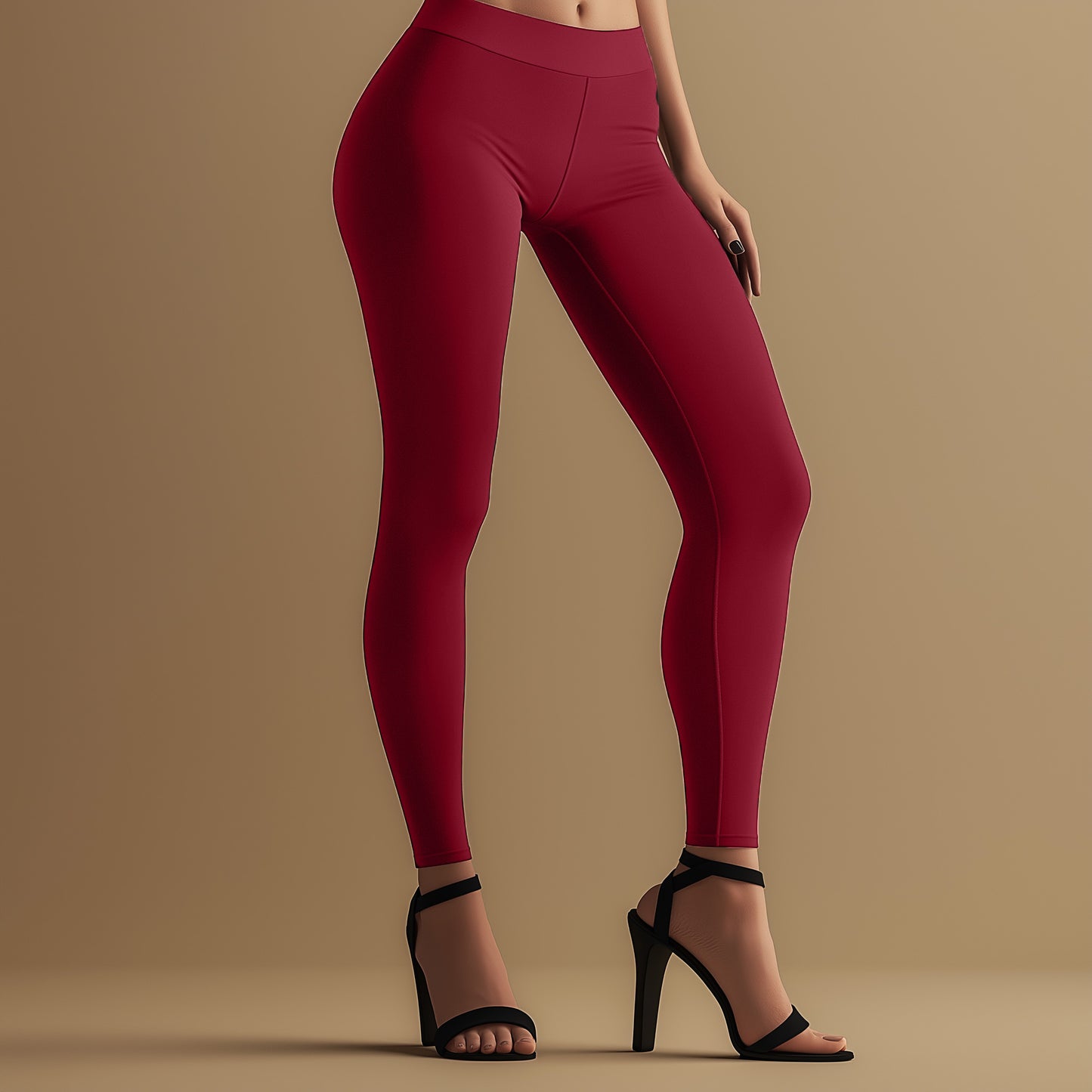Elegant Dark Rose Ankle Leggings
