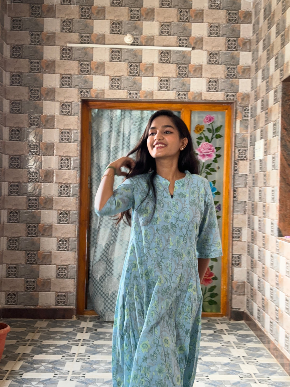 Blue Floral Ethnic & Elegant Top