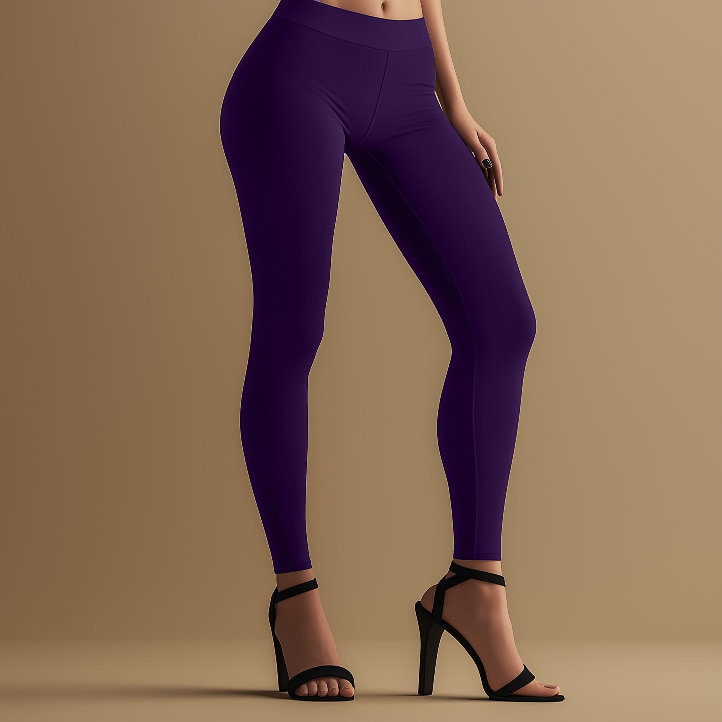 Elegant Dark Violet Ankle Leggings