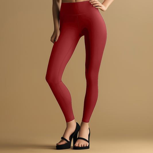 Elegant Blood Red Ankle Leggings