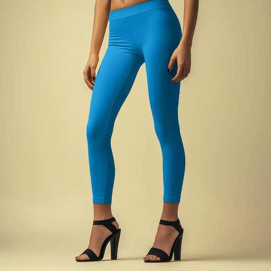 Elegant Sky Blue Ankle Leggings