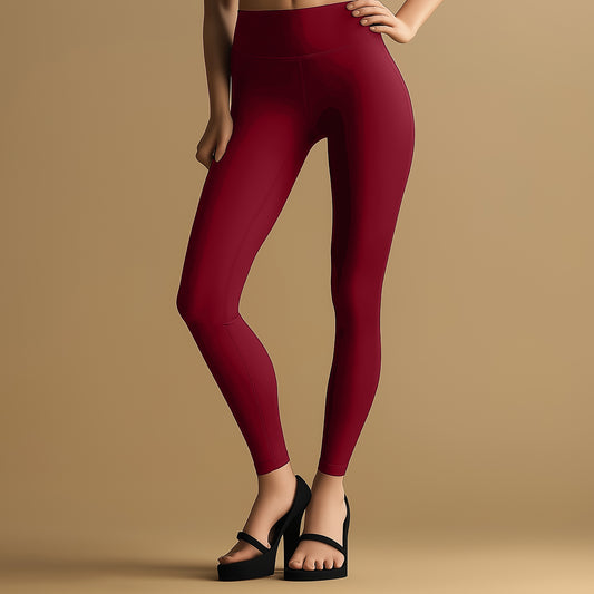 Elegant Dark Rose Ankle Leggings