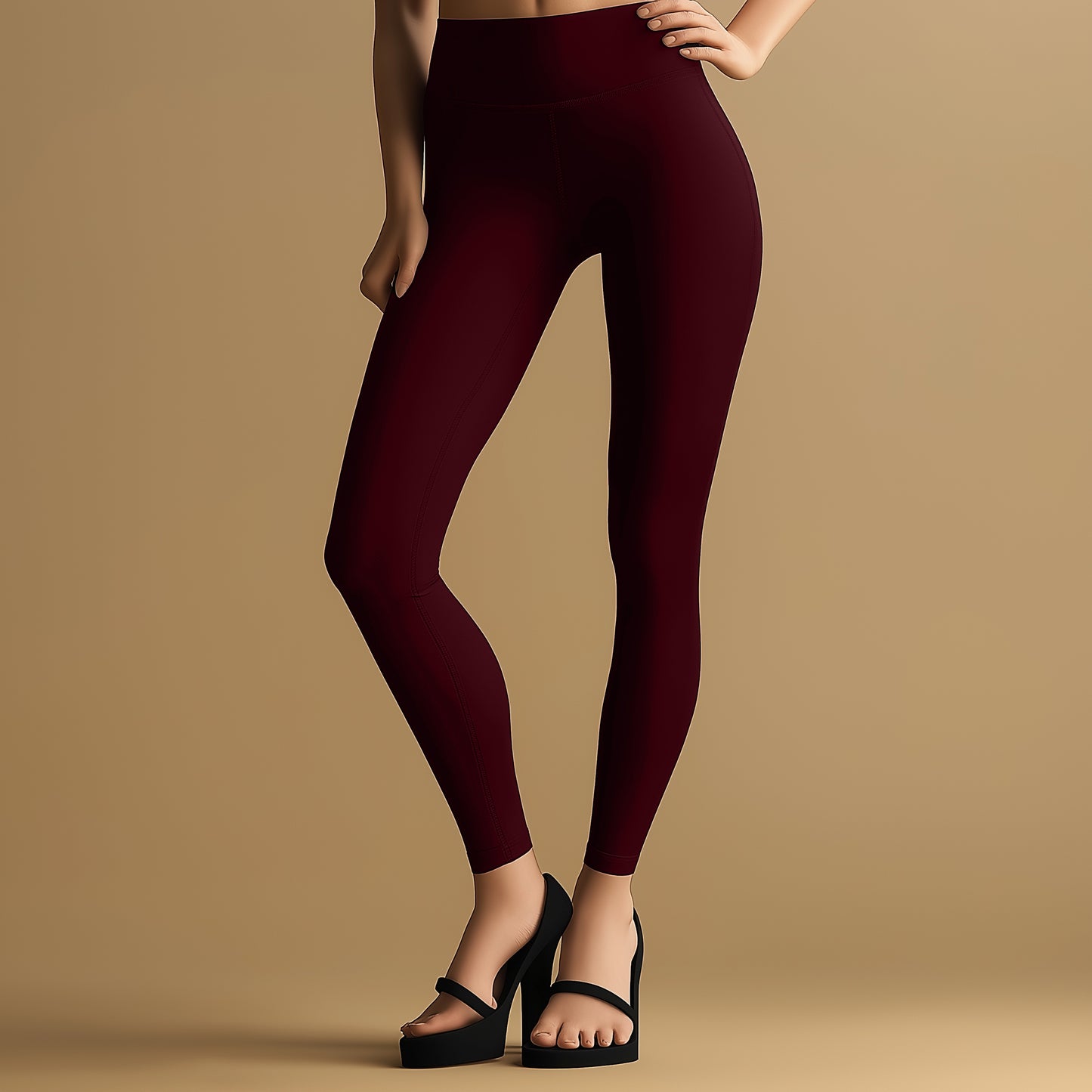 Elegant Red Maroon Ankle Leggings