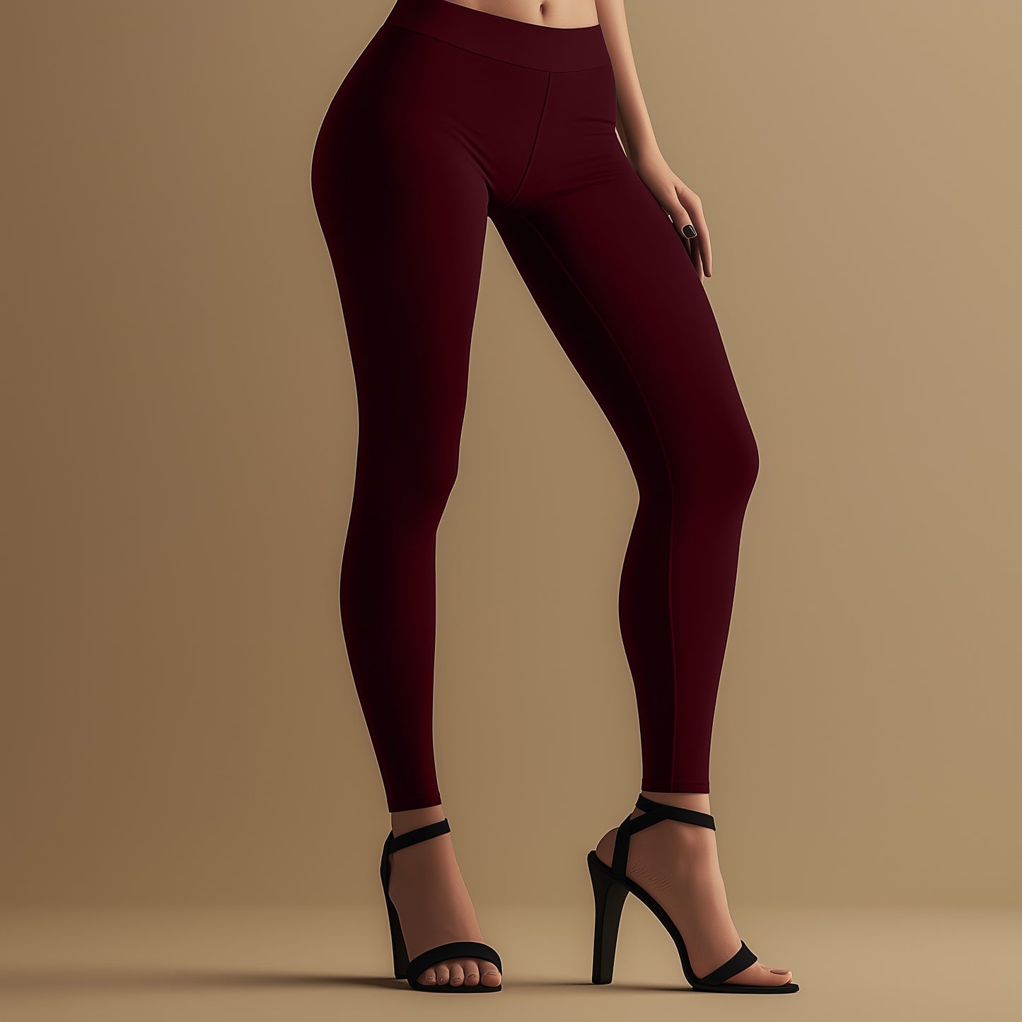 Elegant Red Maroon Ankle Leggings