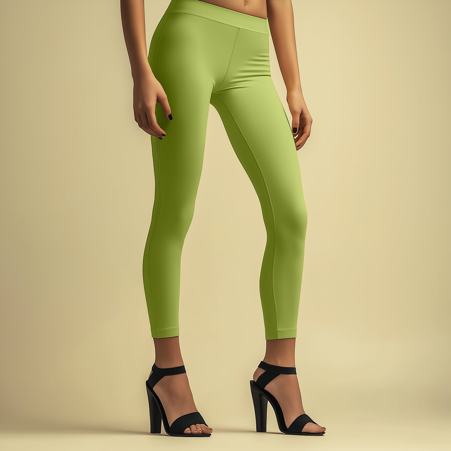 Elegant Neon Green Ankle Leggings