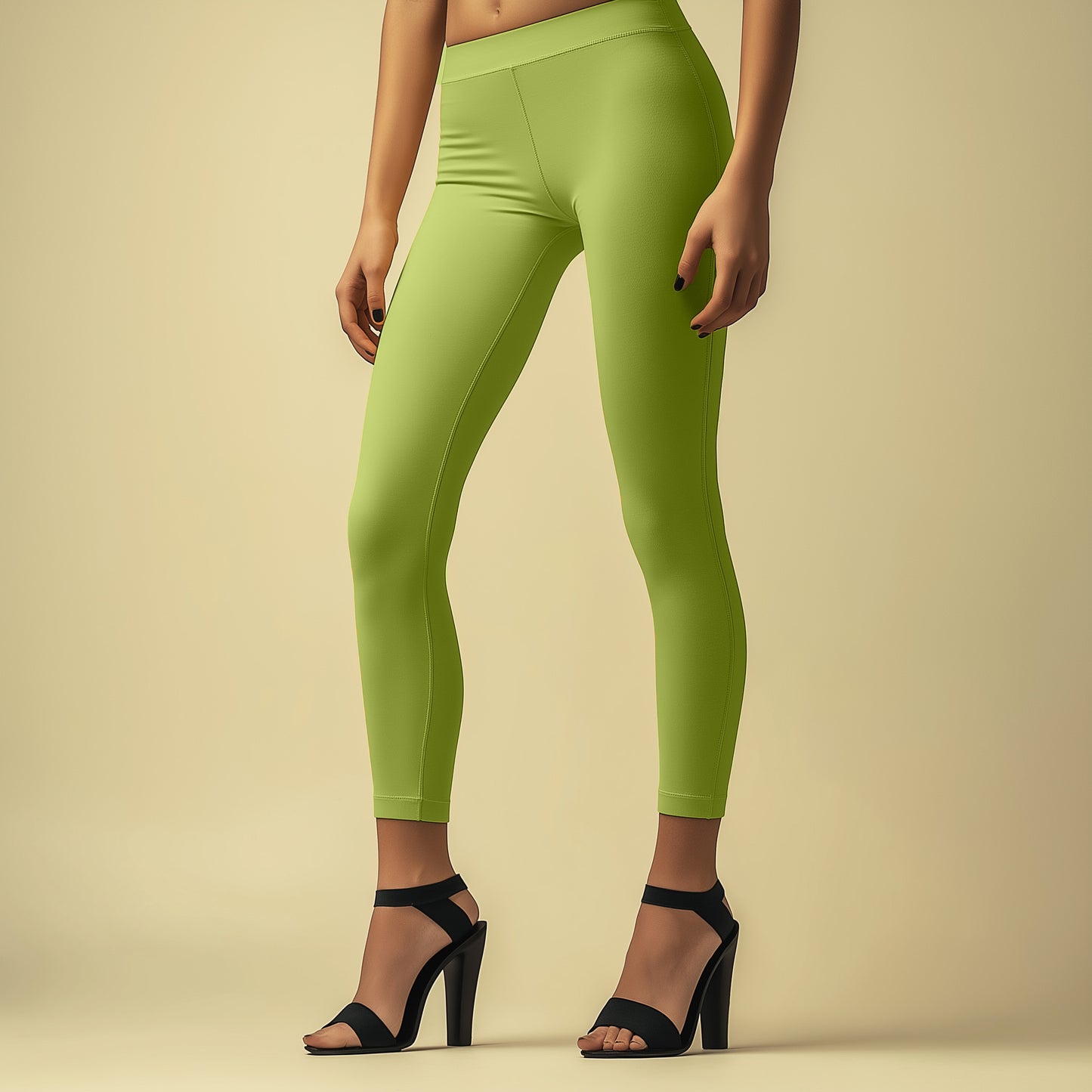 Elegant Neon Green Ankle Leggings