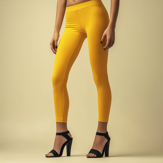 Elegant Gold Yellow Ankle Leggings