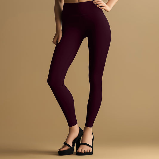 Elegant Ice Maroon Ankle Leggings